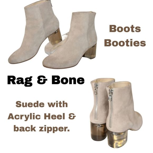 rag & bone Shoes - RAG & BONE LIGHT TAUPE SUEDE ANKLE BOOTS CRYSTAL HEEL & ZIPPER